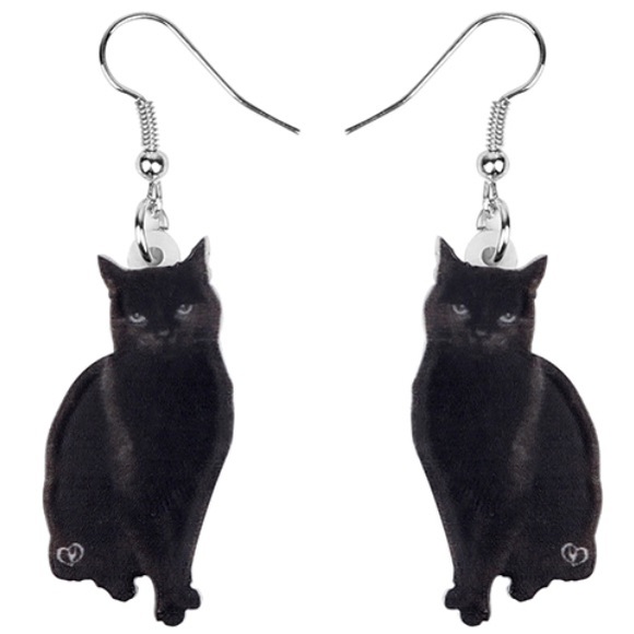 Jewelry - Black Cat Acrylic Earrings